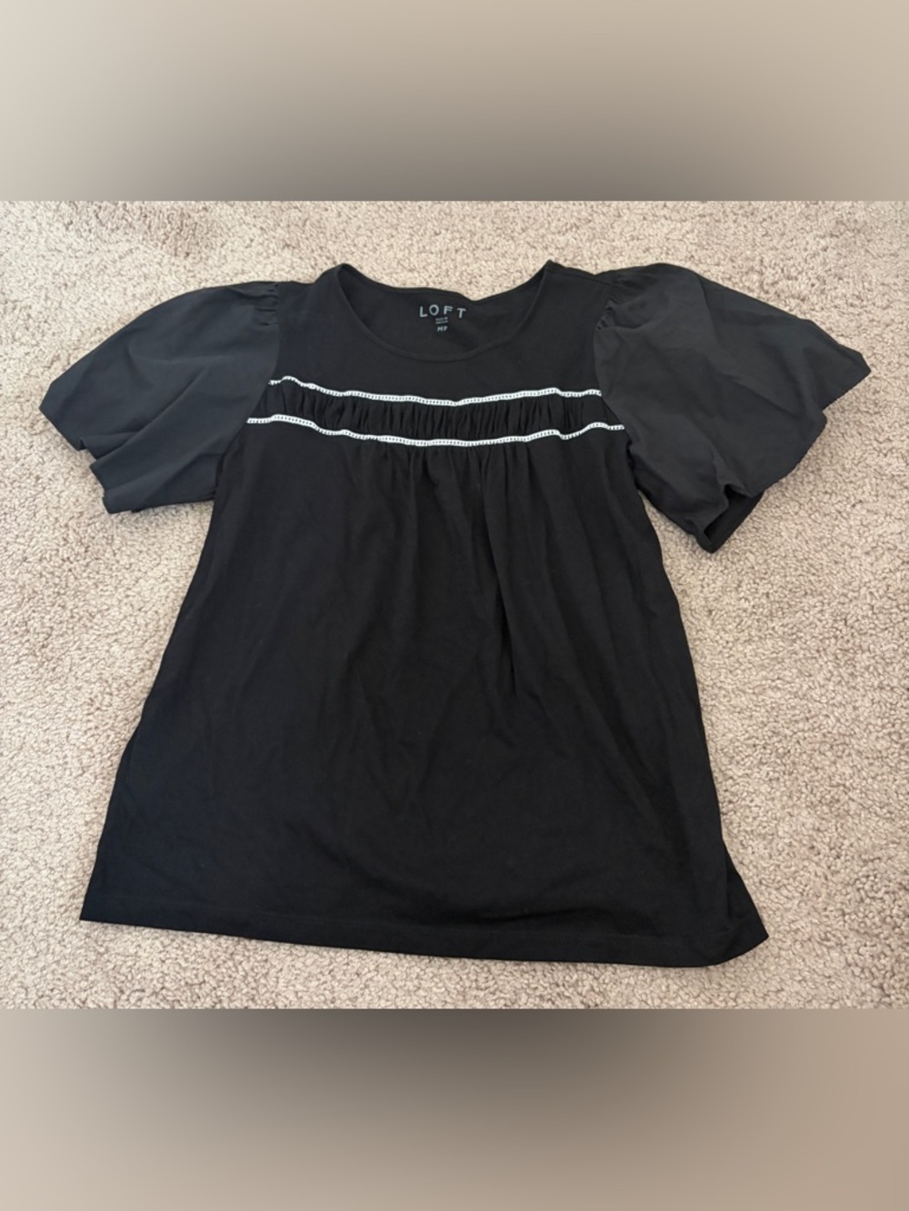 LOFT Black Top with Light Blue Logo